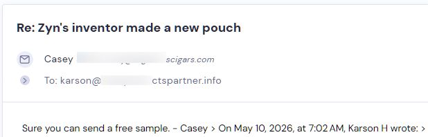 Retailer reply from Sesh Products